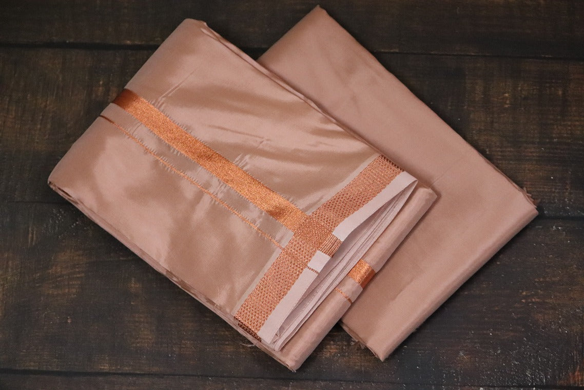 Artsilk Copper Combo Set(Shirt Fabric+Dhoti) with 50k Copper Border