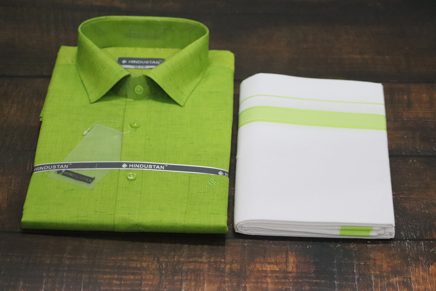 Matching Shirt & Dhoti Combo Set ( LIME GREEN - C1)