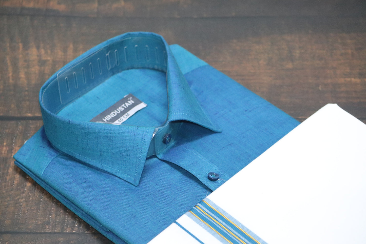 Matching Shirt & Dhoti Combo Set ( PEACOCK BLUE - C4)