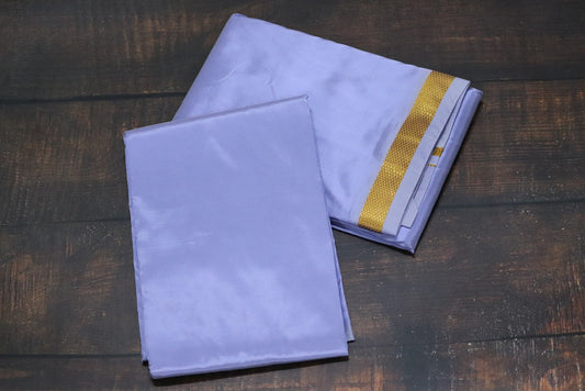 Artsilk Sunshine Purple Combo Set (Shirt Fabric+Dhoti) with Gold Border