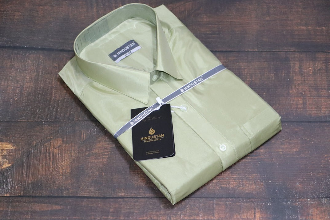 Artsilk River Green Shirt + Green Dhoti with 100k Copper Dhoti