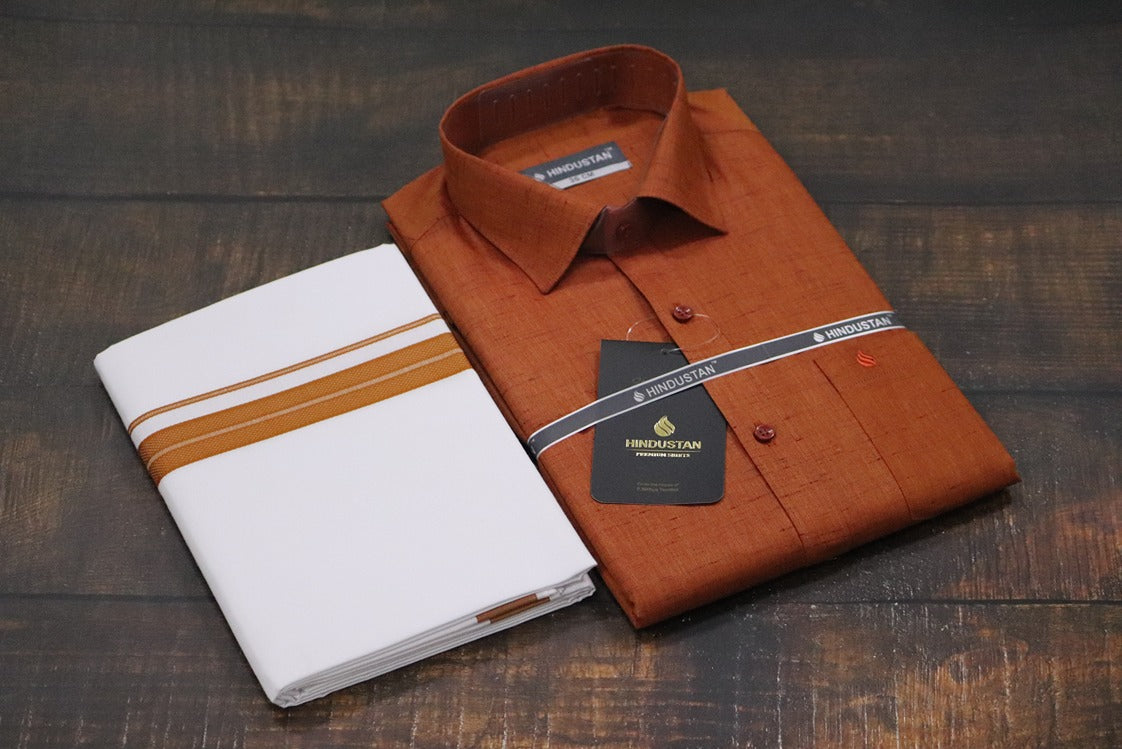 Matching Shirt & Dhoti Combo Set (Space Copper - C7)
