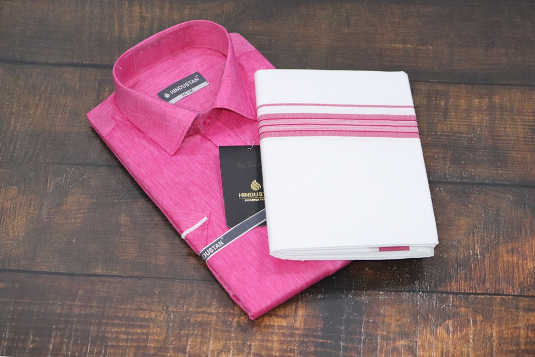 Matching Shirt & Dhoti Combo Set (Rosewood Pink - S2)