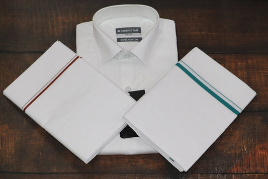 Matching White Shirt &  1 SB+1 BB Dhoti Combo Set (2mtr)