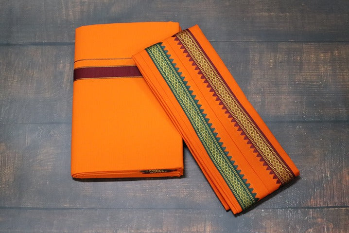 Thalapathy Orange Dhoti+Towel (Angavasthiram) Combo