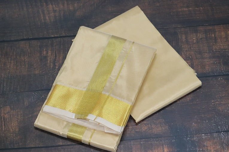 SG Silks Men's Sandal Colour Blended Silk Type Dhoti (1.28 x 3.60m) 8 Mulam  Veshti : Amazon.in: Clothing & Accessories