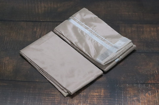 Artsilk SandStone Combo Set (Shirt Fabric+Dhoti) with Silver Border