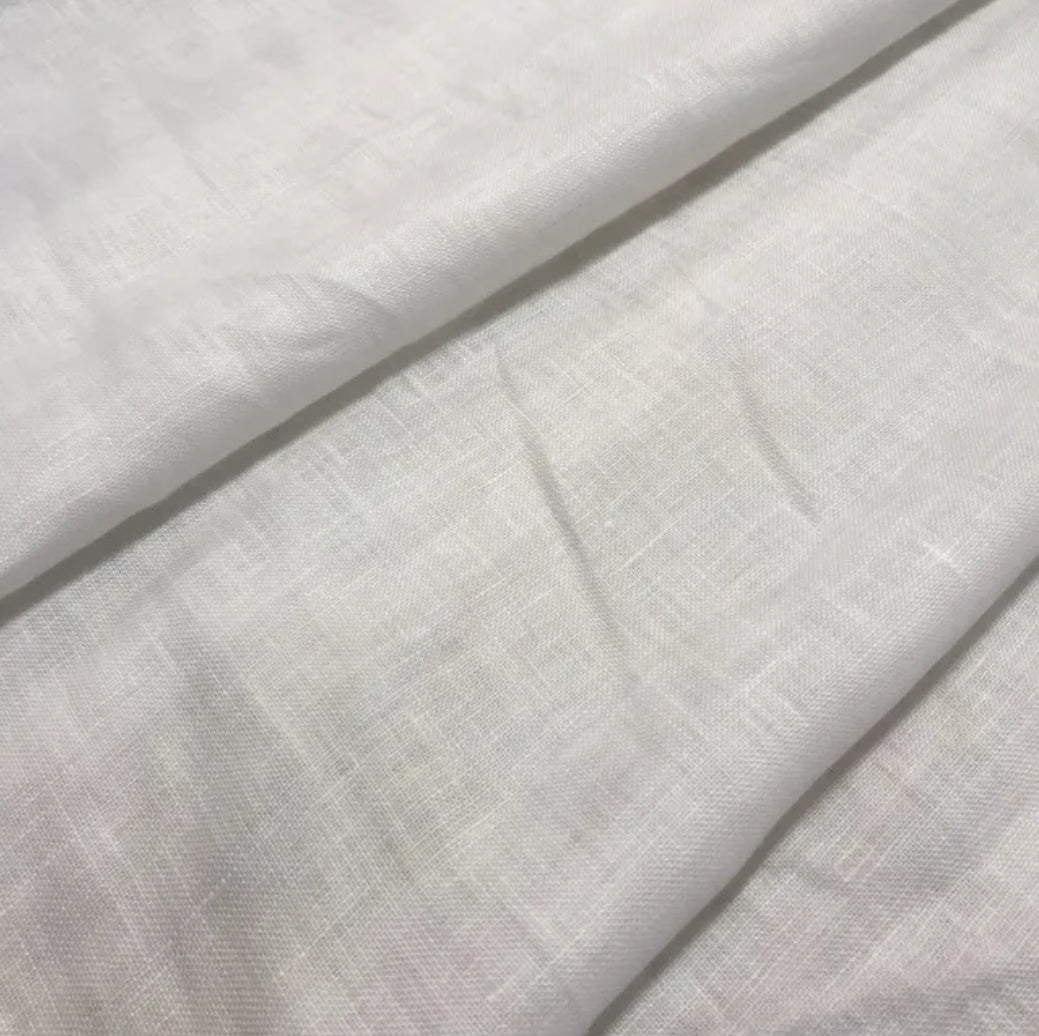 Luxury Europhian White Pure Linen Fabrics - 1.60mtr